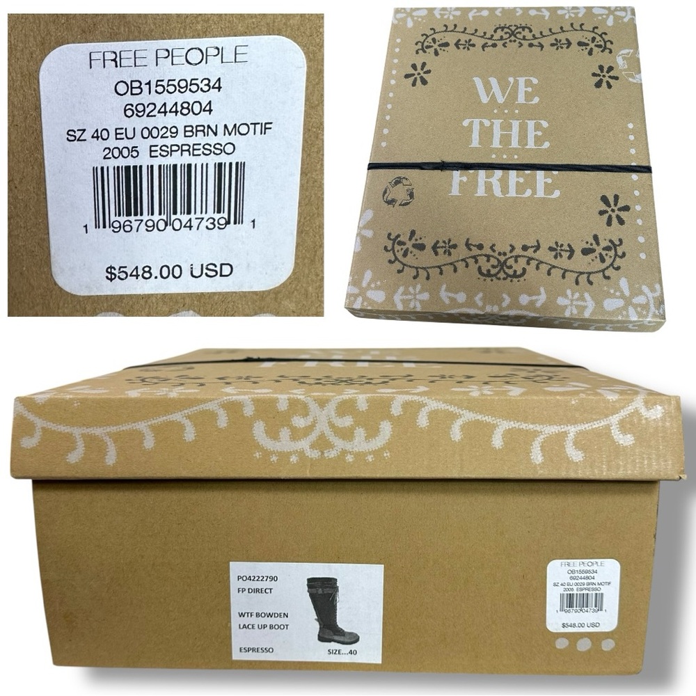 Free People Utilitarian Combat Bowden Lace Up Knee High Boots in Espresso 40 10 - Picture 15 of 16